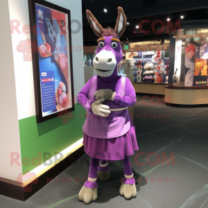 Purple Donkey maskot kostym...