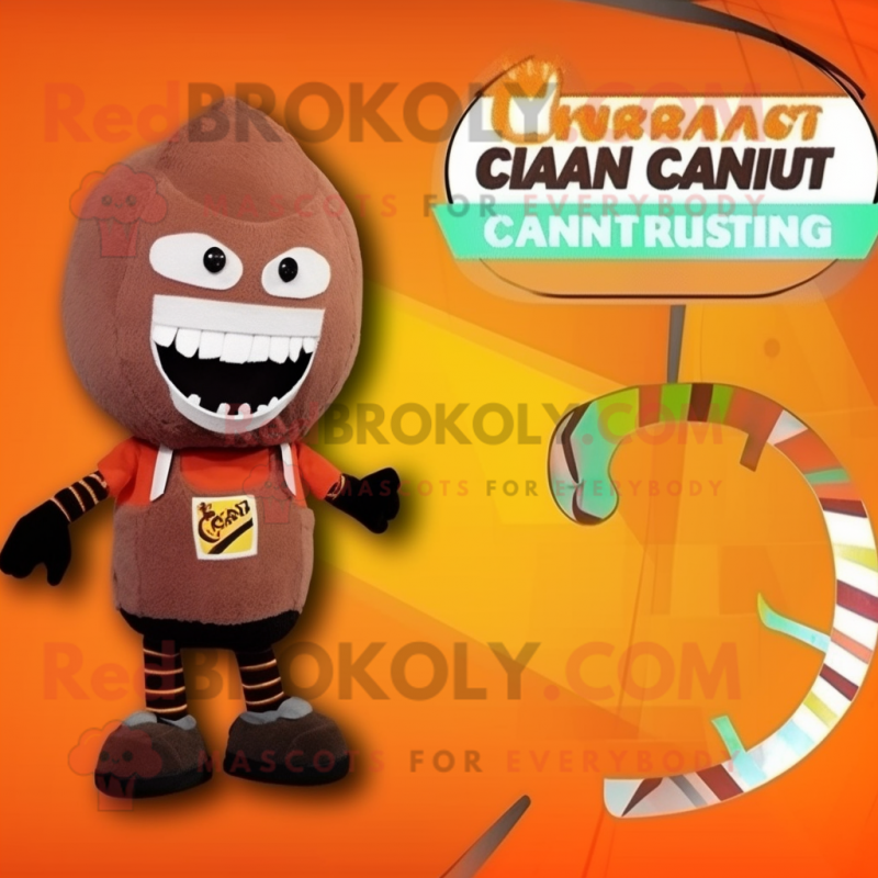 Rust Candy mascot costume character dressed with a Bikini and Suspenders Rust Candy mascot costume character dressed with a Bikini and Suspenders