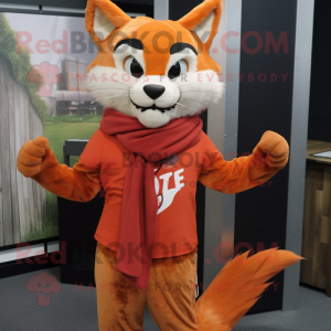 Rust Lynx mascot costume character dressed with a Trousers and Scarf clips