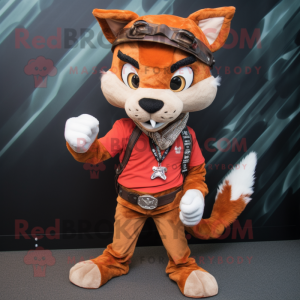 Rust Lynx mascot costume character dressed with a Trousers and Scarf clips