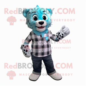 Cyan Leopard maskot kostume...