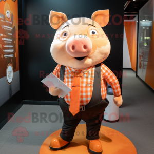 Orange Pig mascotte kostuum...