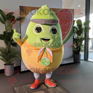 Olive Grapefruit mascot costume character dressed with a Chinos and Wraps