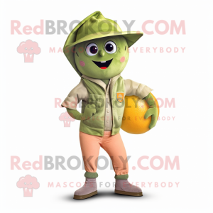 Olive Grapefruit mascot costume character dressed with a Chinos and Wraps