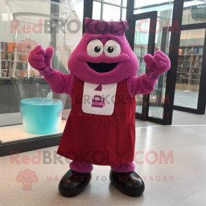 Magenta Hourglass mascot costume character dressed with a Dress Shirt and Mittens