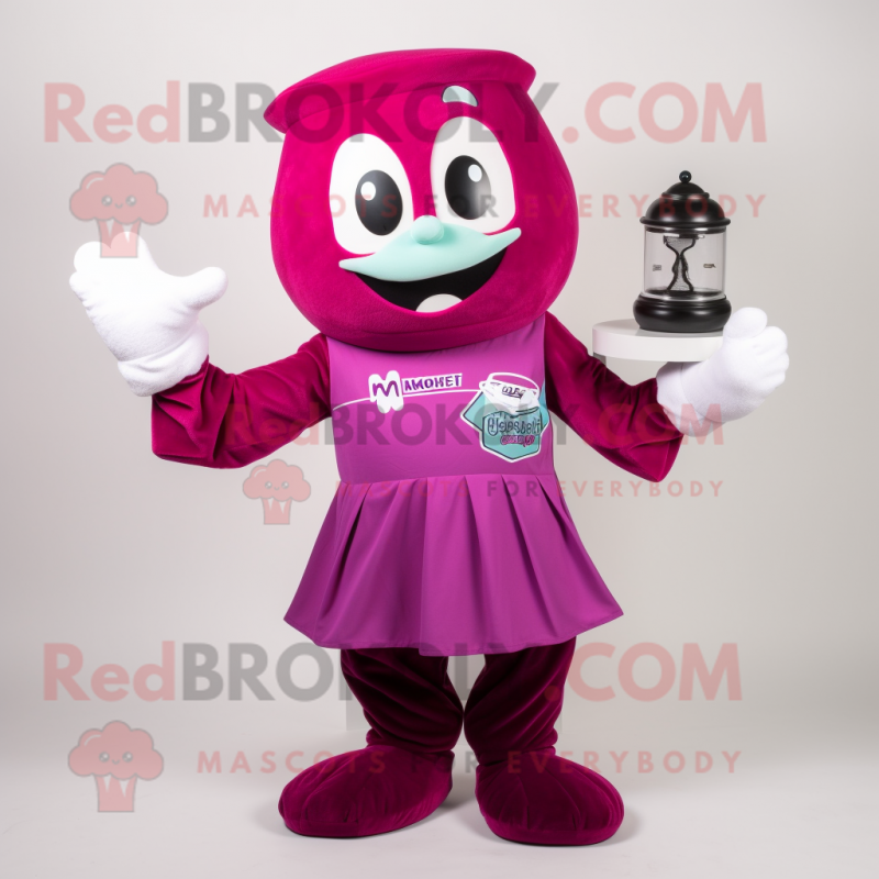 Magenta Hourglass mascot costume character dressed with a Dress Shirt and Mittens Magenta Hourglass mascot costume character dressed with a Dress Shirt and Mittens