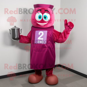 Magenta Hourglass mascot costume character dressed with a Dress Shirt and Mittens