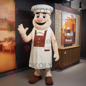 Cream Steak mascot costume character dressed with a Vest and Berets