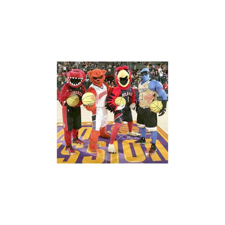 4 mascotas: un dinosaurio, un oso, un pájaro y un hombre azul - 4 mascotas: un dinosaurio, un oso, un pájaro y un hombre azul -