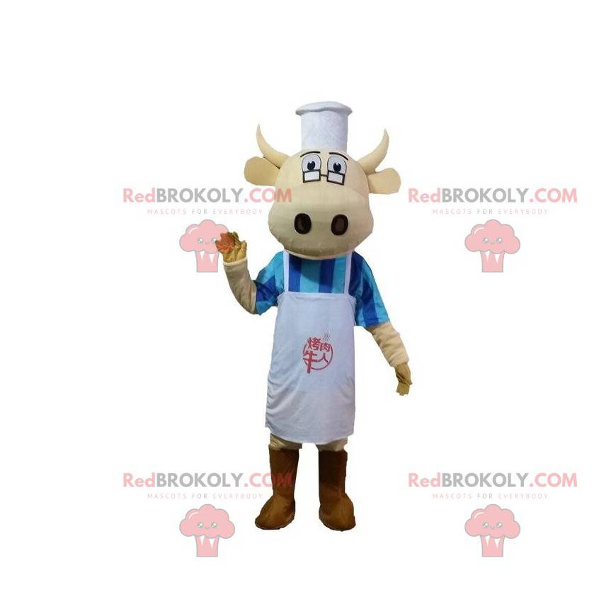 Mascota de la vaca vestida como chef, disfraz de cocinero - Mascota de la vaca vestida como chef, disfraz de cocinero -