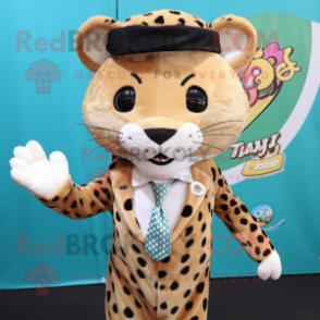 nan Leopard mascot costume character dressed with a Dress and Pocket squares