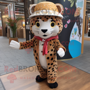 nan Leopard mascot costume character dressed with a Dress and Pocket squares