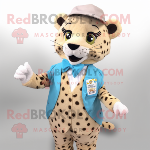 nan Leopard mascot costume character dressed with a Dress and Pocket squares