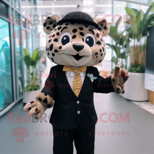 nan Leopard mascot costume character dressed with a Dress and Pocket squares