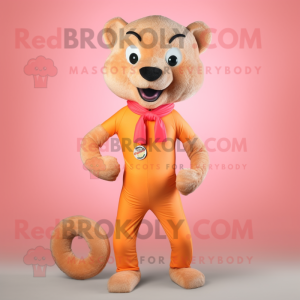 Peach Mongoose mascot costume character dressed with a Leggings and Tie pins