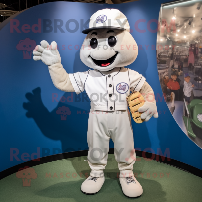 White Baseball Glove mascot costume character dressed with a Dungarees and Hair clips