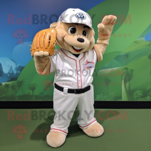 White Baseball Glove mascot costume character dressed with a Dungarees and Hair clips