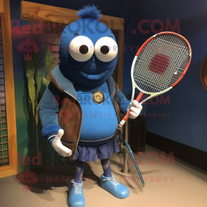 Blå tennisketcher maskot...