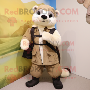 Cream Ferret maskot kostume...