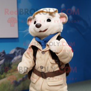 Cream Ferret maskot kostume...