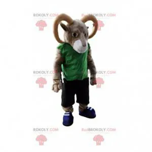 Brown and white ram mascot with large horns - Redbrokoly.com