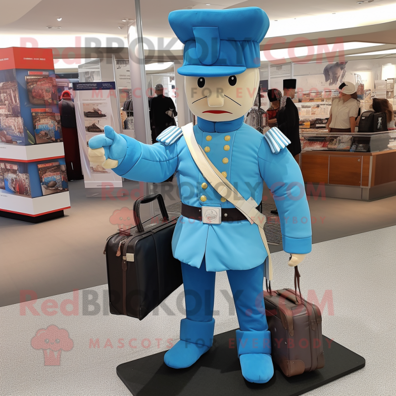 Cyan Civil War Soldier mascot costume character dressed with a Trousers and Handbags