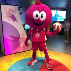 Magenta Volleyball Ball mascot costume character dressed with a Trousers and Keychains