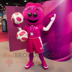 Magenta Volleyball Ball mascot costume character dressed with a Trousers and Keychains