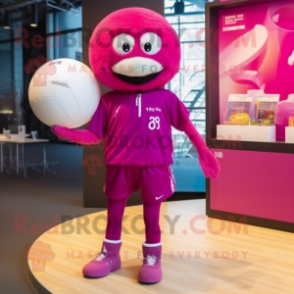 Magenta Volleyball Ball mascot costume character dressed with a Trousers and Keychains