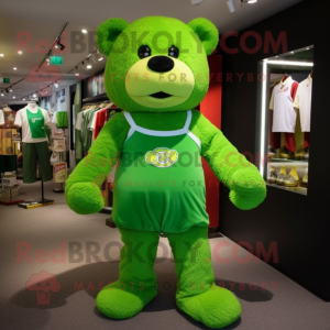 Groene teddybeer mascotte...