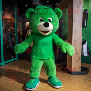 Groene teddybeer mascotte...