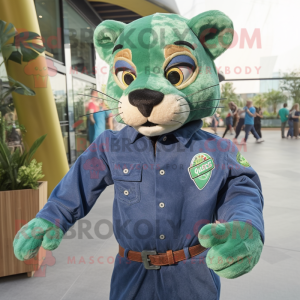 Grøn Puma maskot kostume...