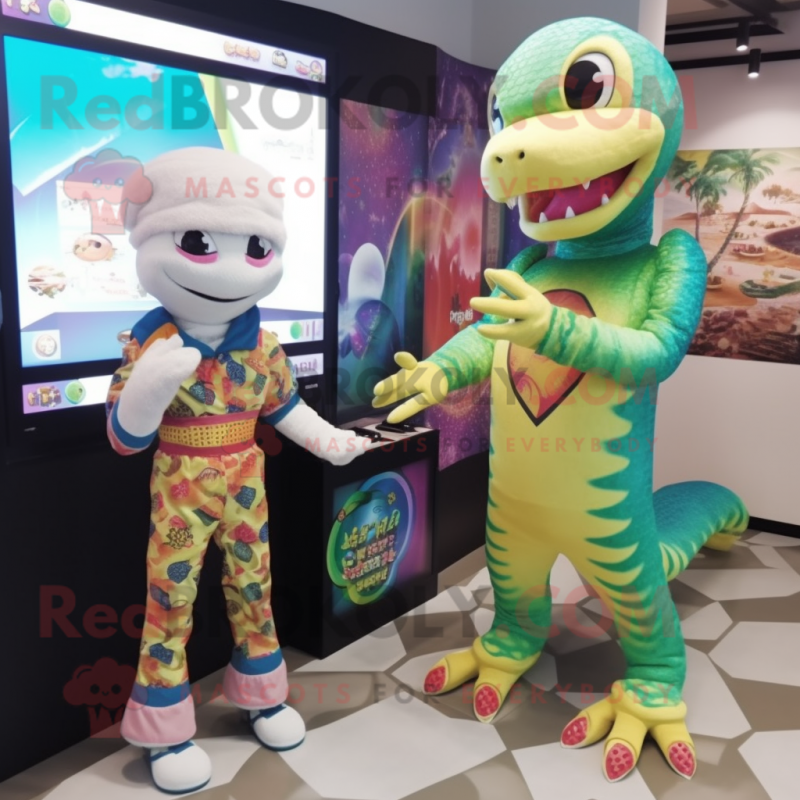 nan Python mascot costume character dressed with a Romper and Watches nan Python mascot costume character dressed with a Romper and Watches