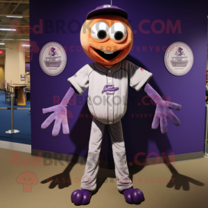 Lavender Spider mascot costume character dressed with a Baseball Tee and Keychains