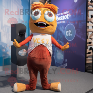 Rust Cod mascot costume character dressed with a Yoga Pants and Earrings