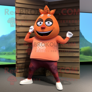 Rust Cod mascot costume character dressed with a Yoga Pants and Earrings