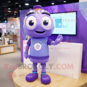 Lavender Television mascot costume character dressed with a Polo Shirt and Smartwatches