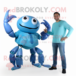 Cyan Crab mascotte kostuum...