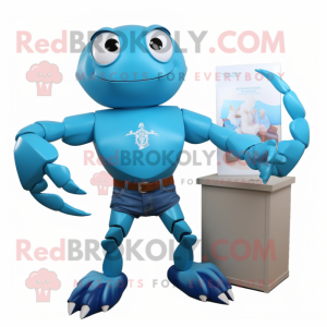 Cyan Crab maskot kostume...