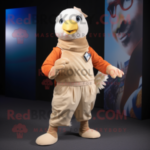 Beige Dove maskot kostume...