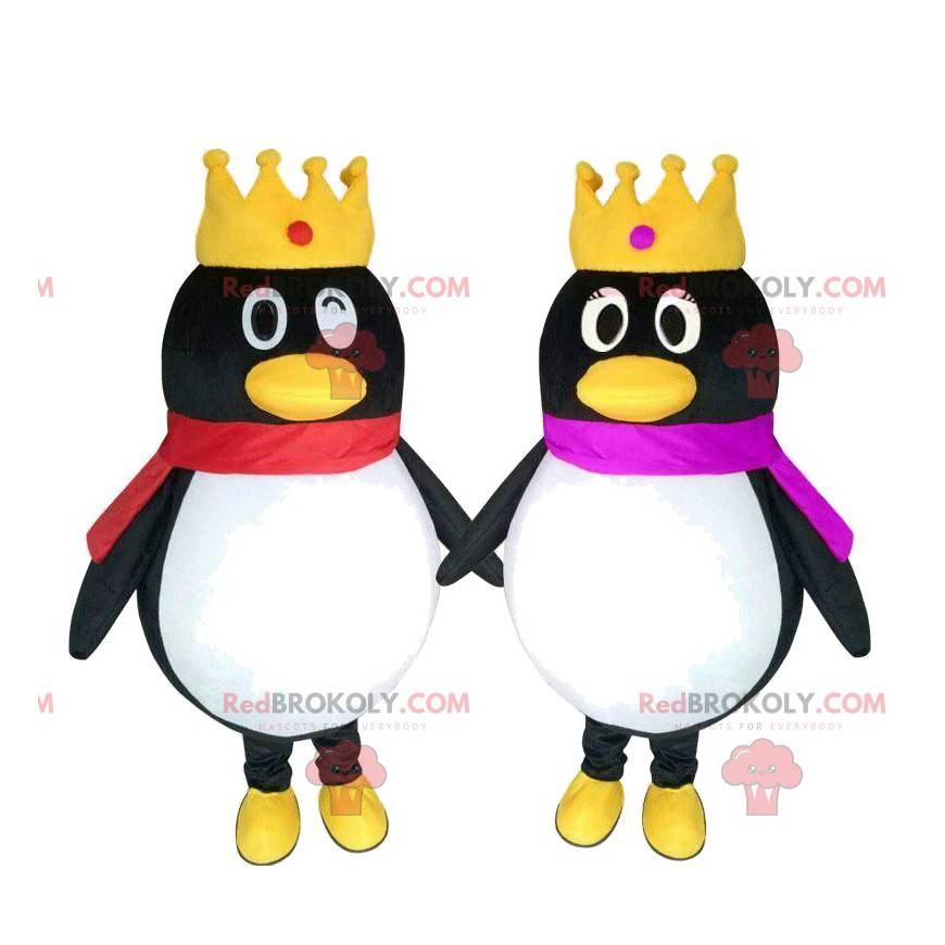 2 pingvin maskotter med kroner, par pingviner - Redbrokoly.com 2 pingvin maskotter med kroner, par pingviner - Redbrokoly.com