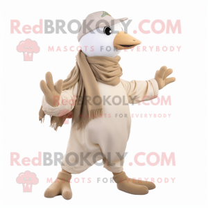 Beige Dove maskot kostume...