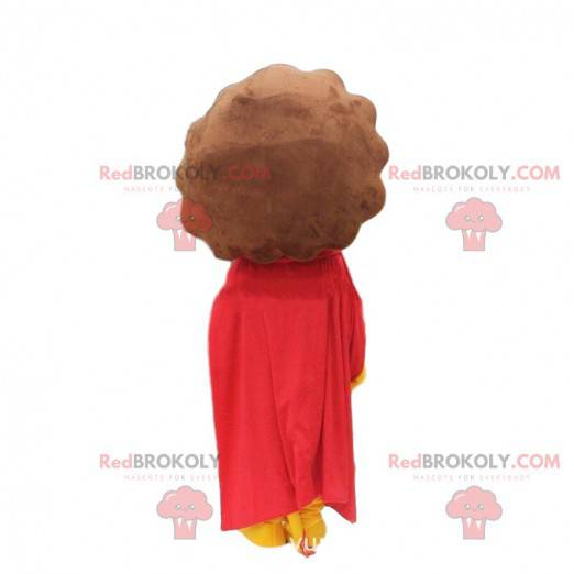 Mascot little yellow lion with a cape, lion cub costume -