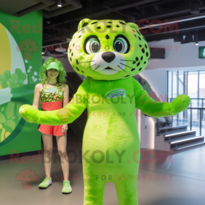 Lime Green Cheetah mascotte...