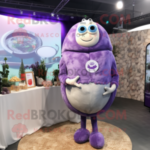 Lavender Shakshuka mascot costume character dressed with a Turtleneck and Hairpins