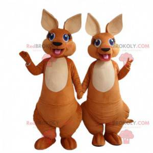 2 mascottes de kangourous entièrement personnalisables -