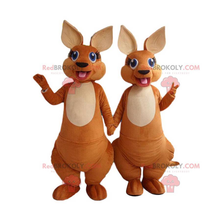 2 mascottes de kangourous entièrement personnalisables -