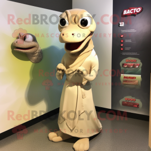 Beige Anaconda mascot costume character dressed with a Wrap Skirt and Lapel pins