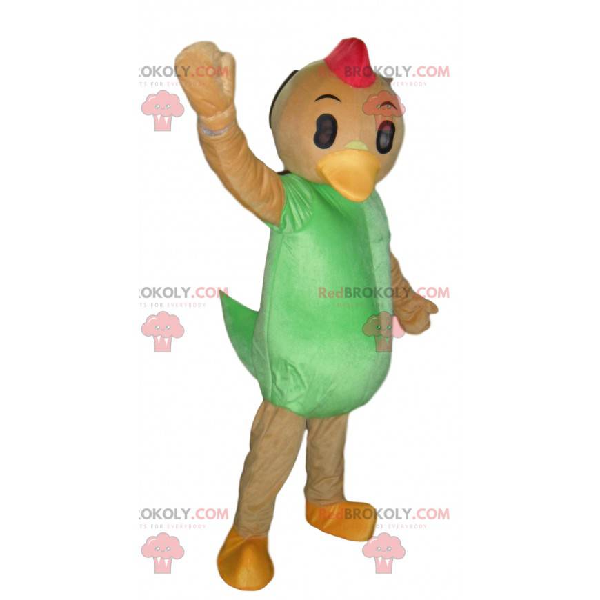 Mascote de frango, fantasia de pato laranja e verde, gigante -