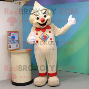 Beige clown maskot kostym...